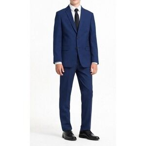 Calvin Klein 2-Piece Suit Boys 18/16 Blue Wool Blend Blazer Pants Formal Classic